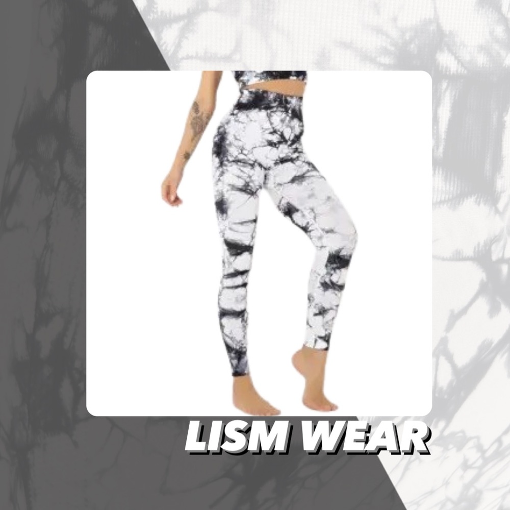 EUC Lism Wear Black Tie Dye High Waist Leggings
